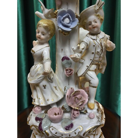 Vintage Porcelain Candelabra Roses and Romance Capodimonte Style Cottagecore Dra - Picture 2 of 12
